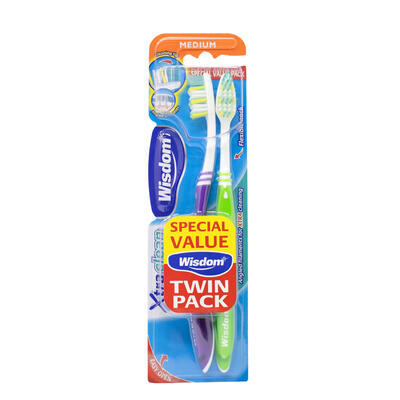 WISDOM XTRA CLEAN TOOTHBRUSH MEDIUM TWIN